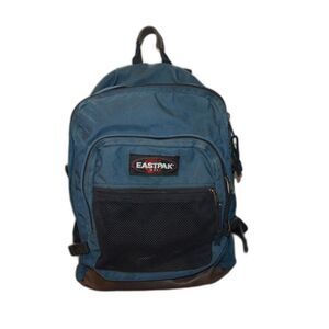 Eastpak Vintage 90s Suede Leather bottom with mesh pocket Blue Backpack Bag